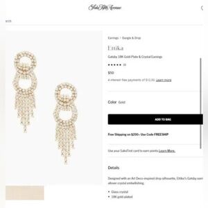 Ettika Rhinestone Gatsby Designed with an Art Deco-inspired 18K Gold-Plate &NWT